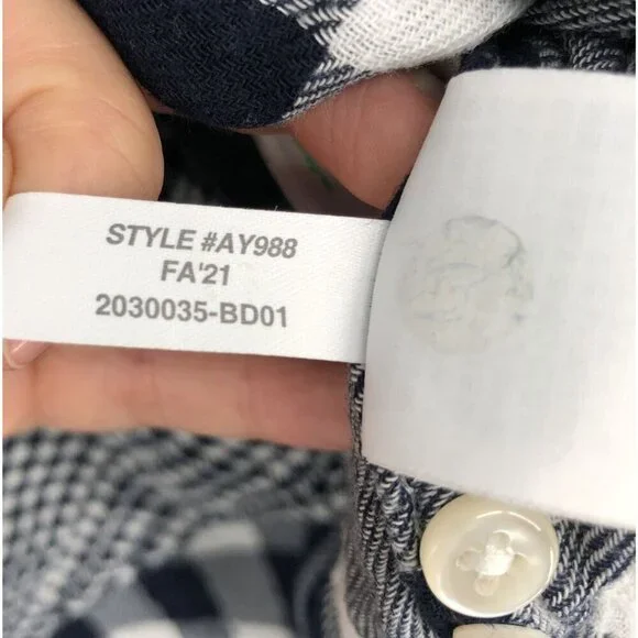 J.Crew Mens Slim Double-Weave Button Up Shirt M Navy White Gingham Cotton Preppy - Picture 5 of 7